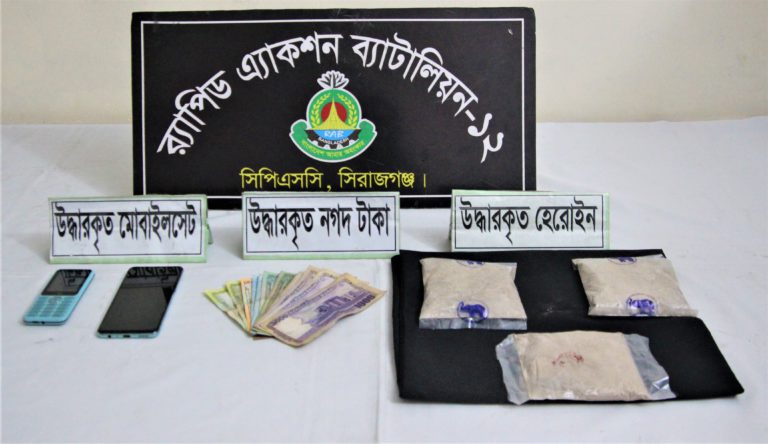 সিরাজগঞ্জে ৩৬ লক্ষ টাকার হেরোইনসহ মা-মেয়ে গ্রেফতার
