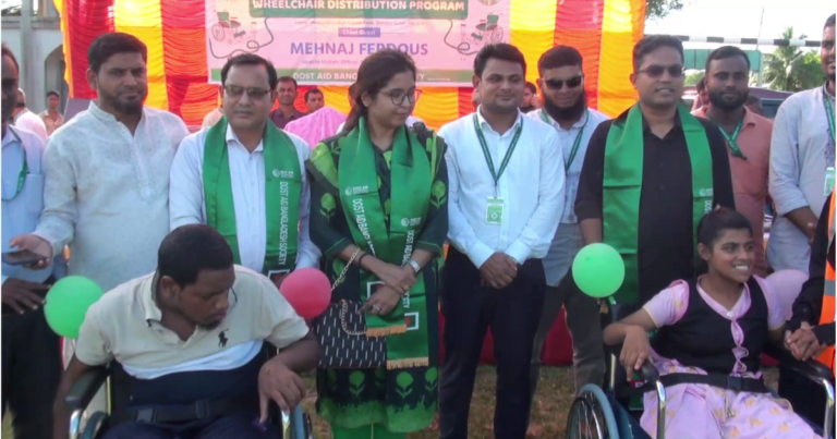 শেরপুরে প্রতিবন্ধীদের মাঝে হুইল চেয়ার বিতরণ