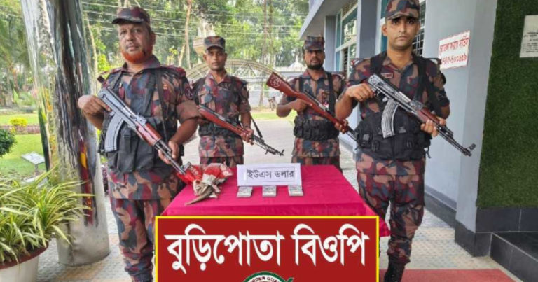 বুড়িপোতা সীমান্তে থেকে ২৮ হাজার ডলার আটক করেছে বিজিবি