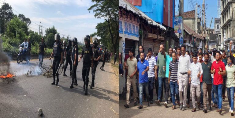 ফেনীতে পুলিশের সাথে বিএনপির পিকেটিং, ককটেল বিস্ফোরণ