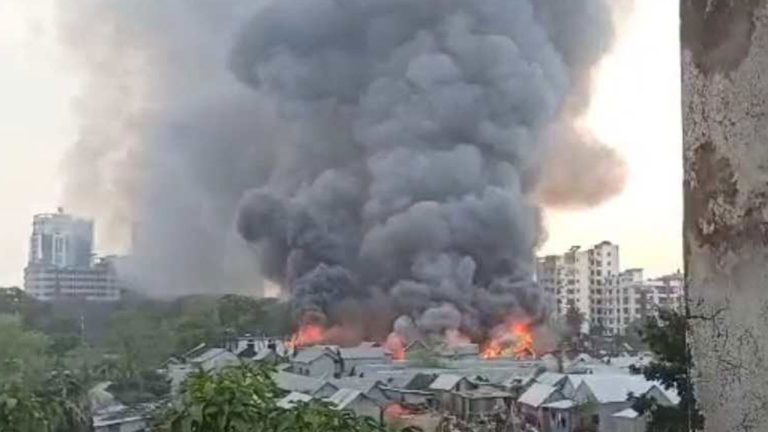 বনানীর গোডাউন বস্তিতে আগুন