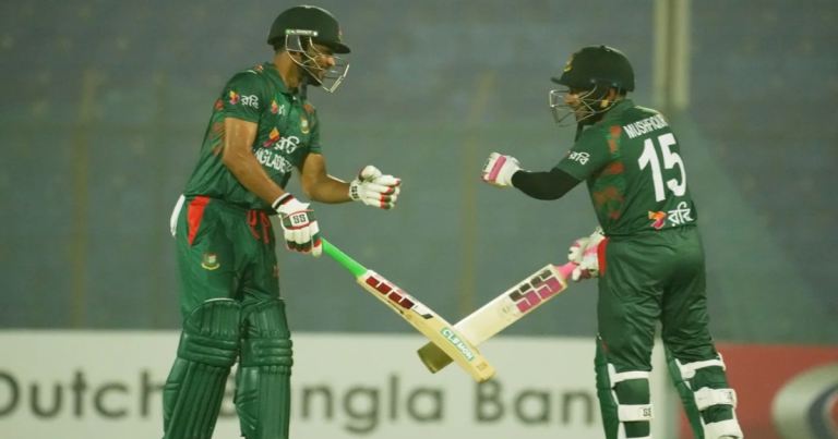 শান্ত-মুশফিকের ব্যাটে ভর করে জিতল বাংলাদেশ