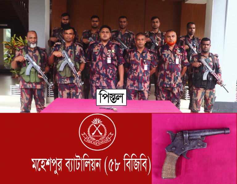ঝিনাইদহ সীমান্তে বিদেশি অস্ত্র উদ্ধার