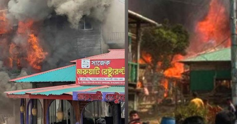 সাজেকে ভয়াবহ আগুনে পুড়ল ৩০ রিসোর্ট