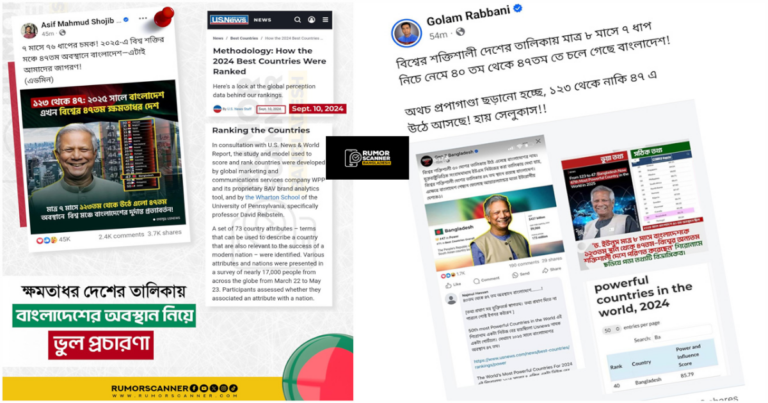বাংলাদেশ ৪৭তম ক্ষমতাধর রাষ্ট্রে পরিণত হয়েছে, বিষয়টি ভুয়া