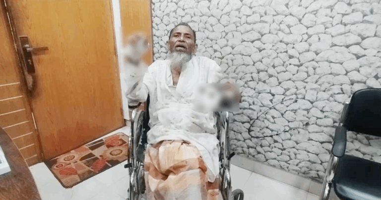 বাড়ি দখল নিতে বাবার হাত-পা ভেঙে দিল ছেলে