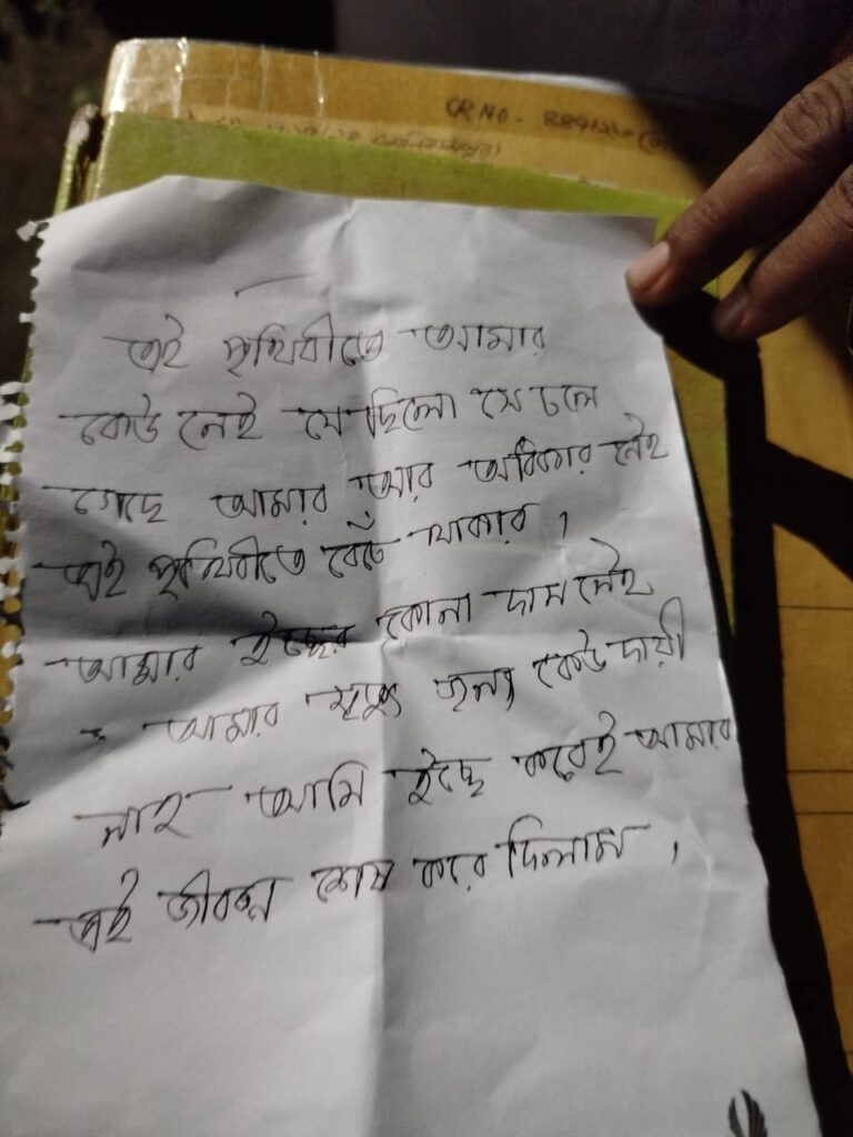 ‘অধিকার নেই এই পৃথিবীতে বেঁচে থাকার’ চিরকুট লিখে কিশোরীর আত্মহত্যা