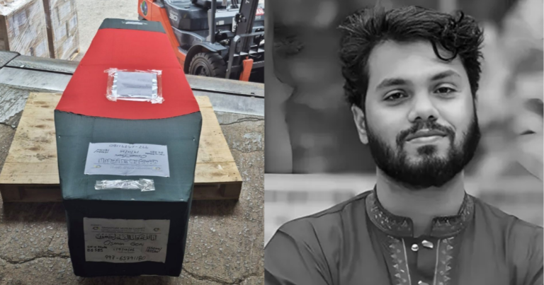 লাল-সবুজ কফিনে দেশের পথে ওসমান হাদির মরদেহ