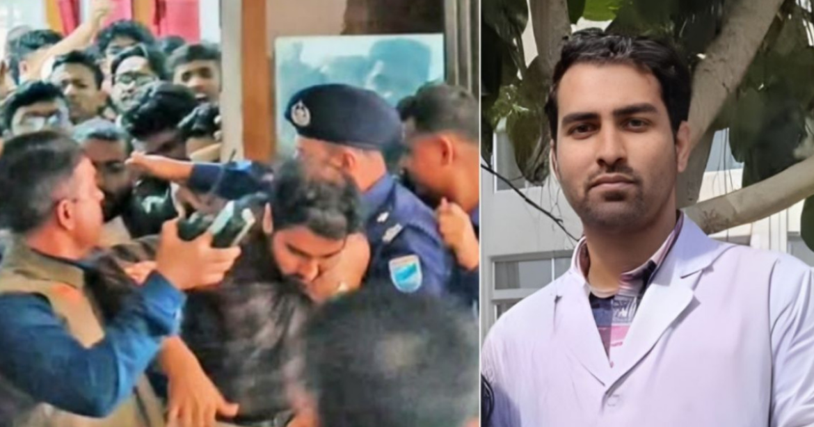 নারী চিকিৎসকদের জন্য নির্ধারিত ওয়াশরুমে গোপন ক্যামেরা বসানোর অভিযোগে রায়হান কবির ইমন নামে এক ইন্টার্ন চিকিৎসককে আটক করে পুলিশ।