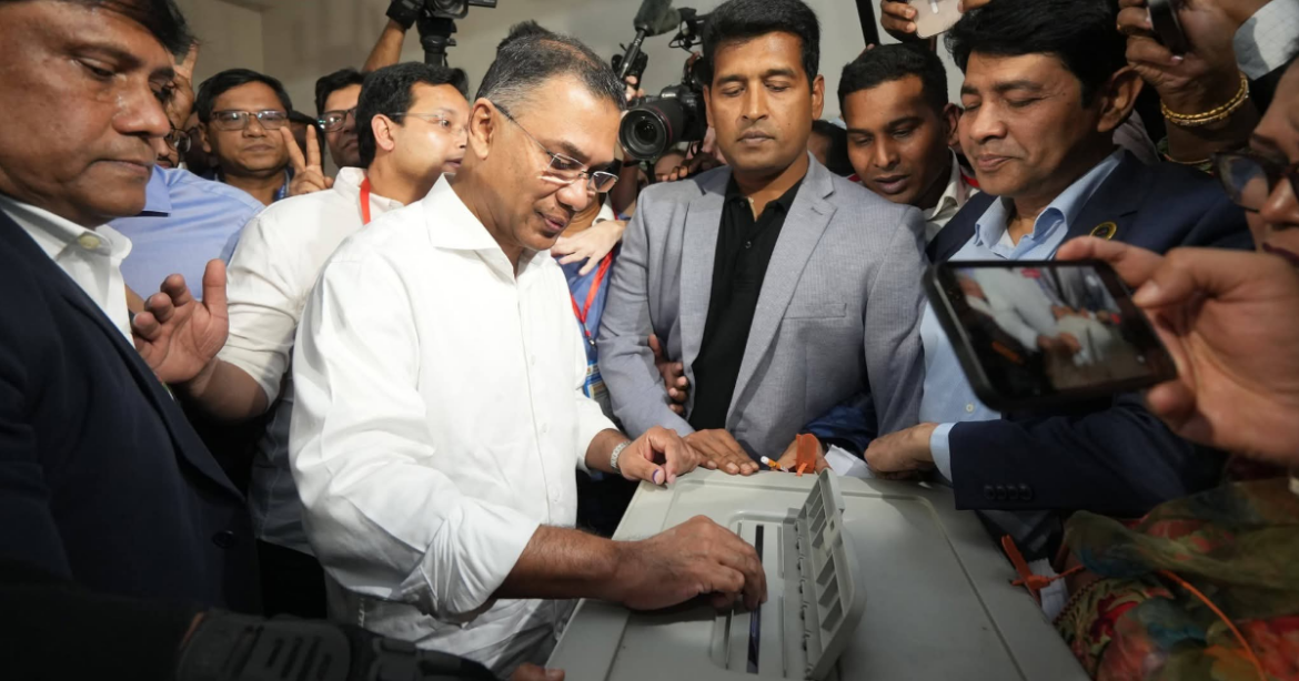 ত্রয়োদশ জাতীয় সংসদ নির্বাচন ও গণভোটে বাংলাদেশ জাতীয়তাবাদী দল (বিএনপি) চেয়ারম্যান তারেক রহমান ভোট দিয়েছেন।