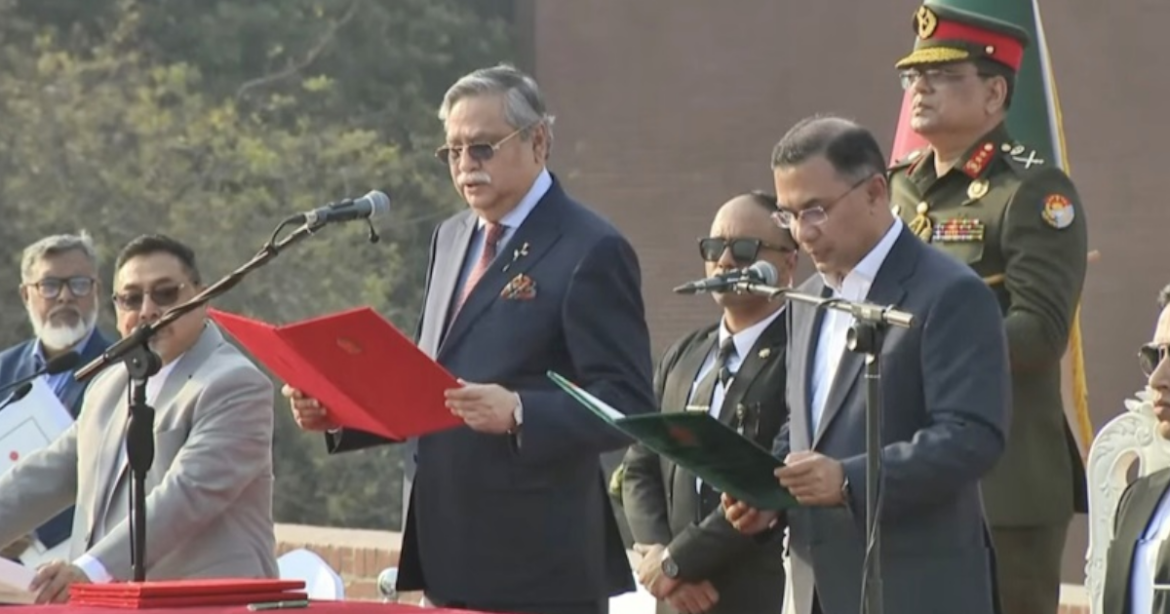 বাংলাদেশের ১১তম প্রধানমন্ত্রী হিসেবে শপথ নিয়েছেন বিএনপি চেয়ারম্যান তারেক রহমান।