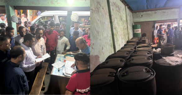 নেত্রকোণা সদরের মৌগাতি ইউনিয়নে অভিযান চালিয়ে অবৈধ মজুদকৃত ৩ হাজার ৫০০ লিটার ডিজেল জব্দ করেছে ভ্রাম্যমান আদালত।