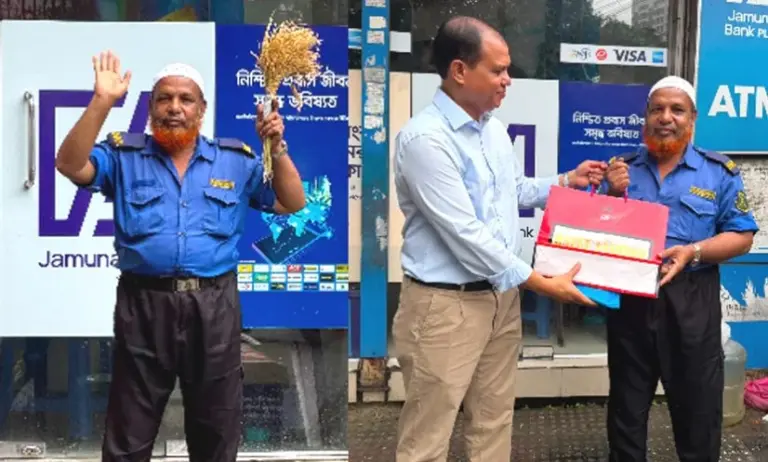 ধানের শীষ নিয়ে দাঁড়িয়ে থাকা সিকিউরিটি গার্ড সালামের জন্য প্রধানমন্ত্রীর উপহার